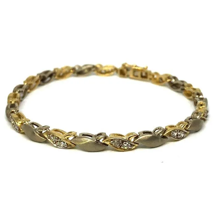 10K Yellow CZ Oval Matte Bracelet WBG-032