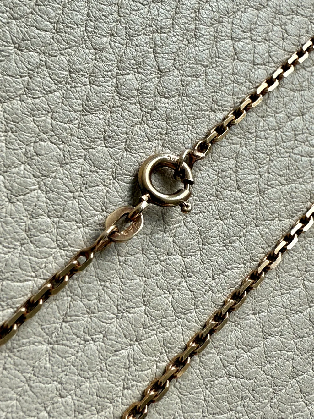 14k Gold Danish Vintage Skinny Biker Link Chain Necklace, Signed  - 20 inch length