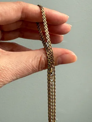 14k Gold Danish Vintage Skinny Biker Link Chain Necklace, Signed  - 20 inch length