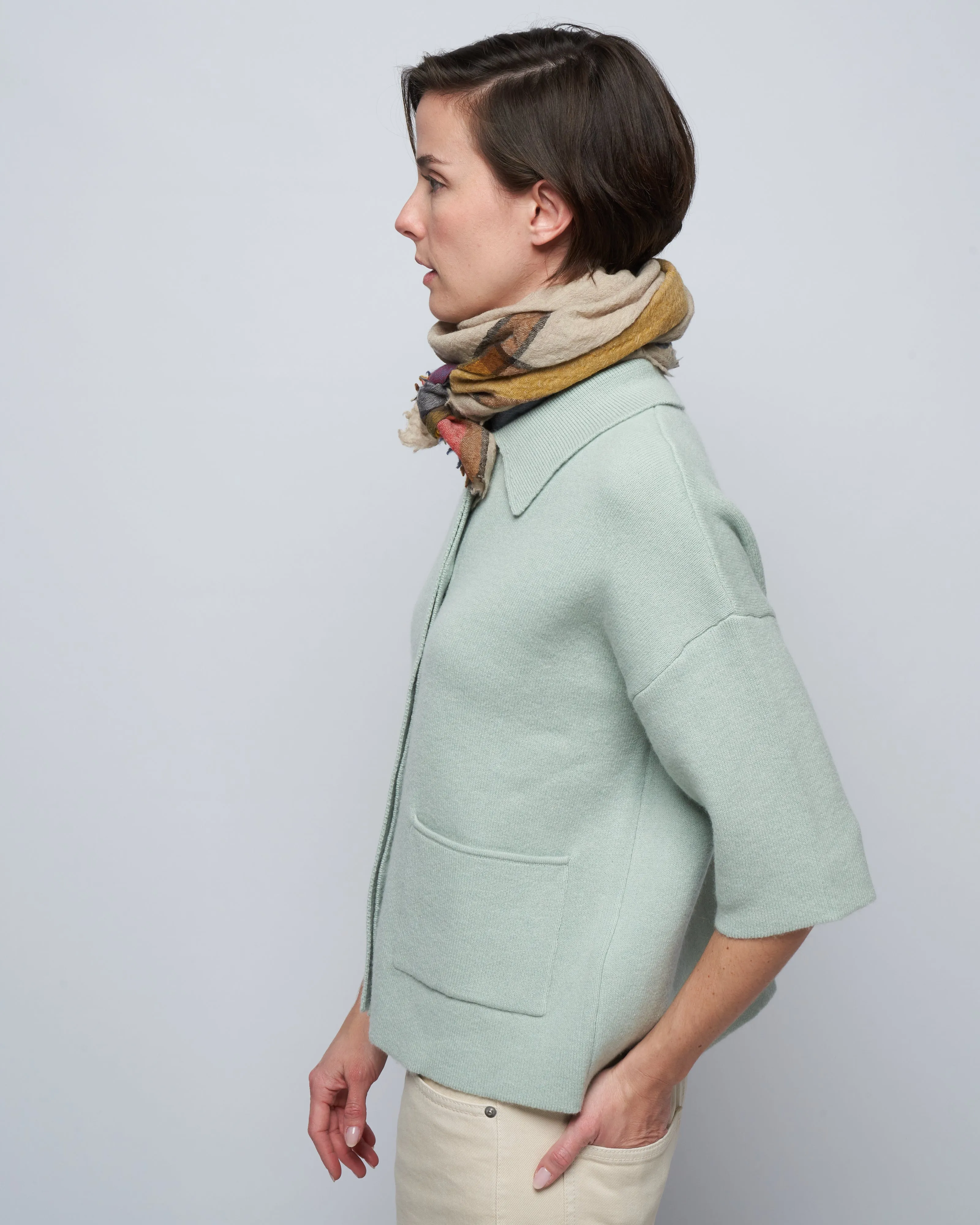 3/4 sleeve jacket - light grey green
