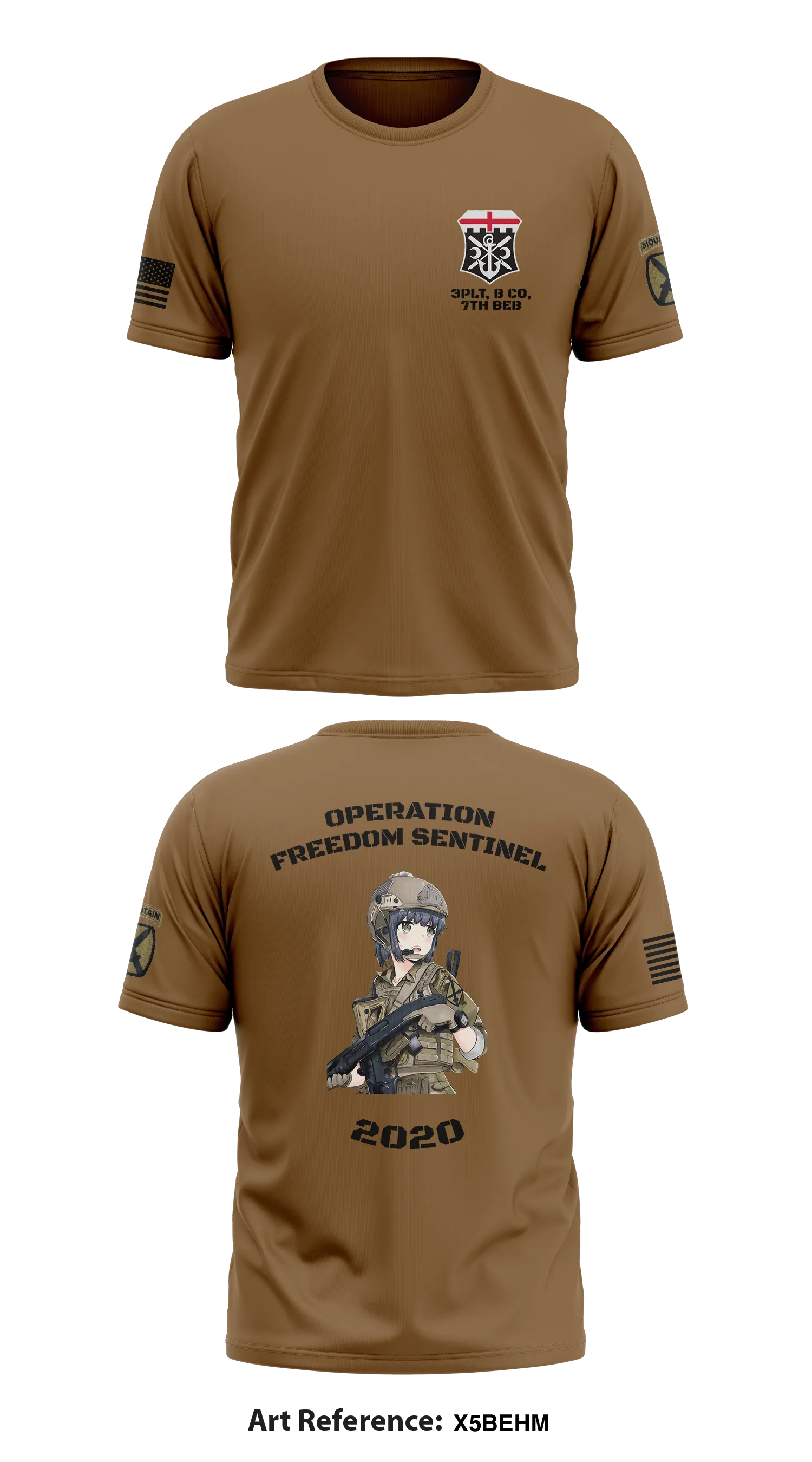 3PLT, B Co, 7th BEB Store 1 Core Men's SS Performance Tee - x5bEHm