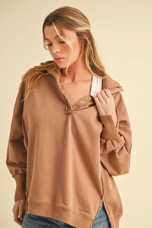 Aemi   Co Tamika Henley Sweatshirt