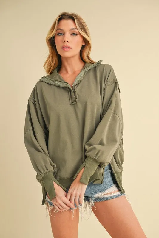 Aemi   Co Tamika Henley Sweatshirt