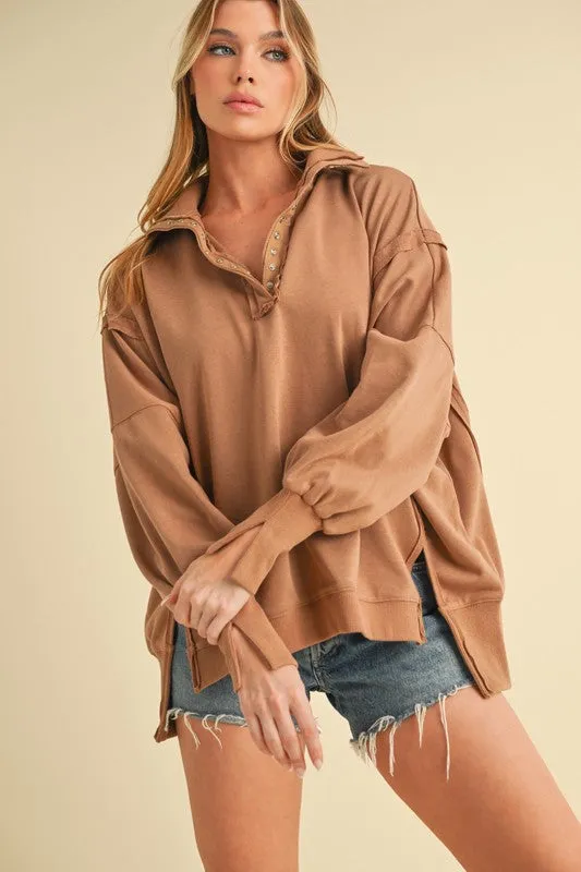 Aemi   Co Tamika Henley Sweatshirt