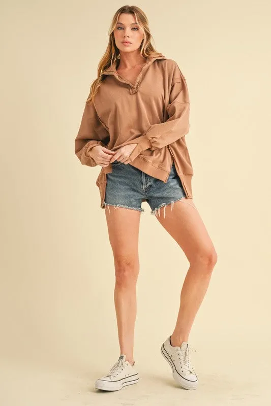 Aemi   Co Tamika Henley Sweatshirt