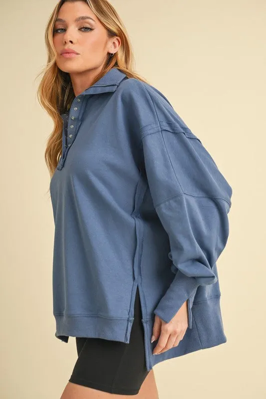 Aemi   Co Tamika Henley Sweatshirt