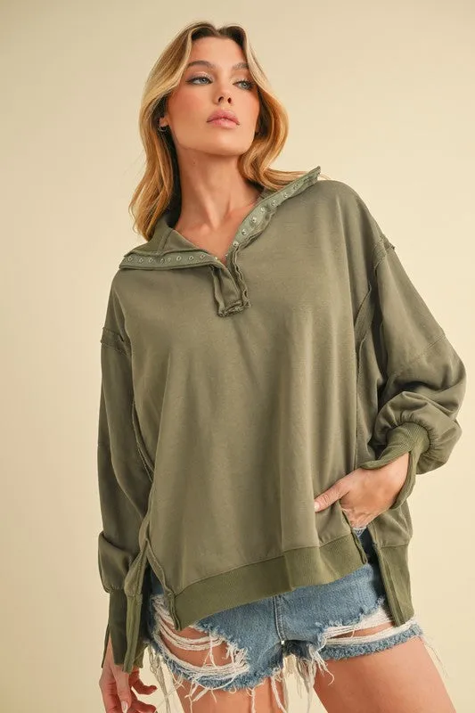 Aemi   Co Tamika Henley Sweatshirt