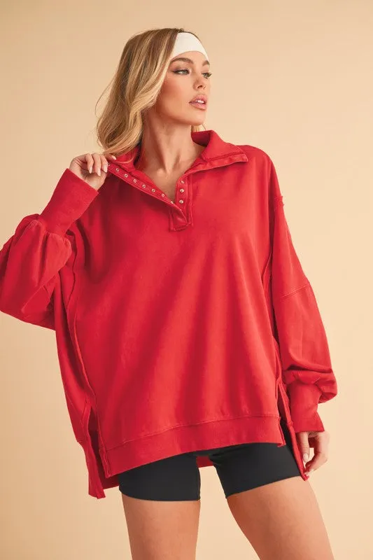 Aemi   Co Tamika Henley Sweatshirt
