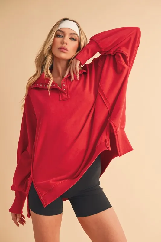 Aemi   Co Tamika Henley Sweatshirt
