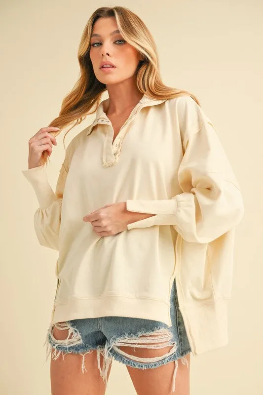 Aemi   Co Tamika Henley Sweatshirt