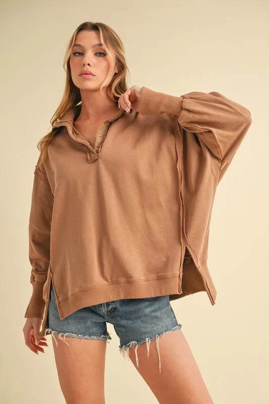 Aemi   Co Tamika Henley Sweatshirt