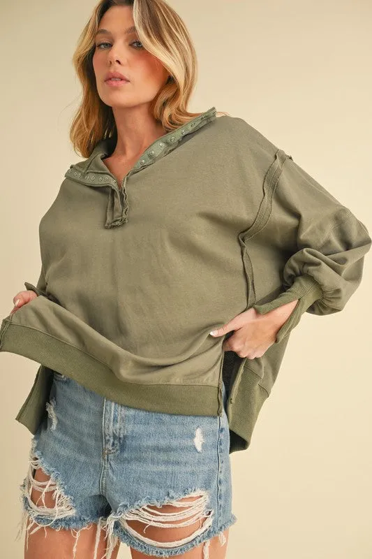 Aemi   Co Tamika Henley Sweatshirt
