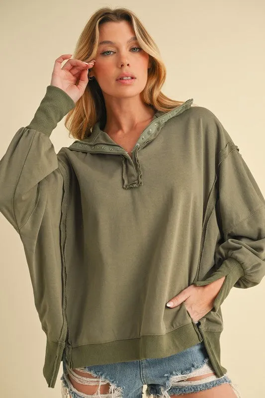 Aemi   Co Tamika Henley Sweatshirt