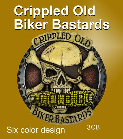 Air Filter Cover Motorcycle Emblems - Crippled Old Biker Bastards (Skull)