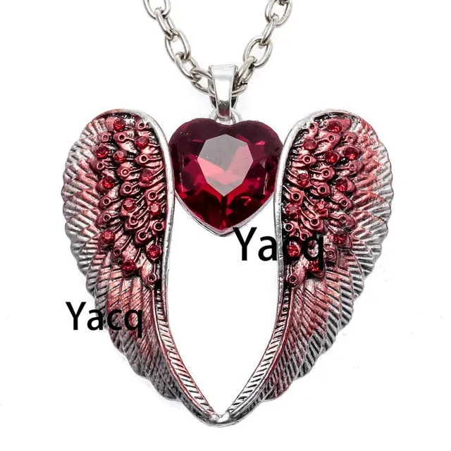 Angel Wing Heart Necklace for Women Jewelry