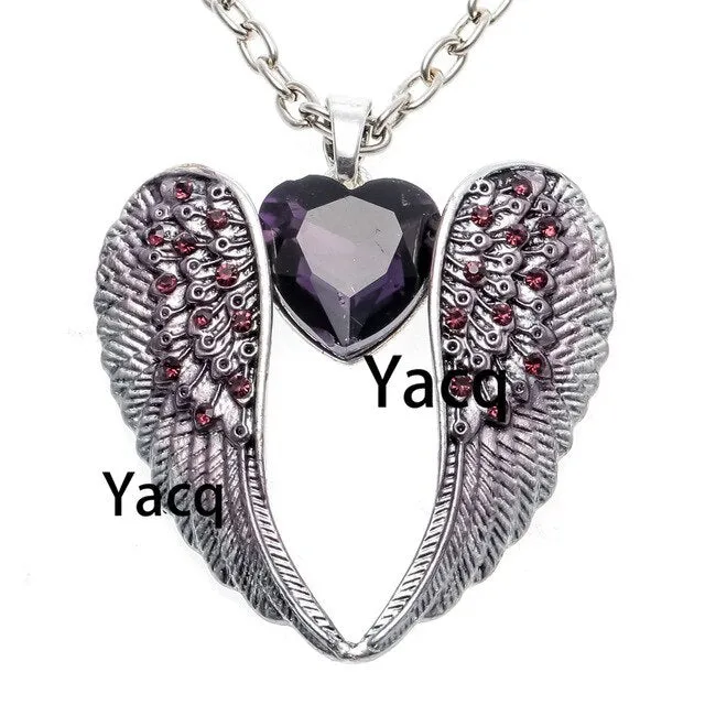 Angel Wing Heart Necklace for Women Jewelry