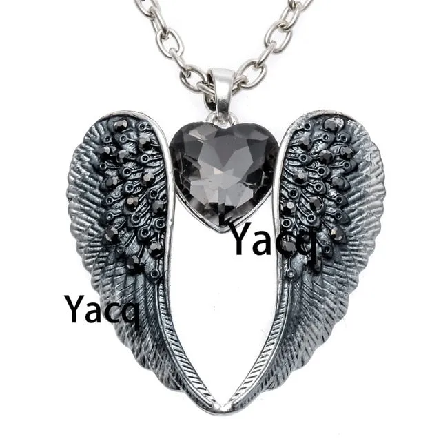 Angel Wing Heart Necklace for Women Jewelry