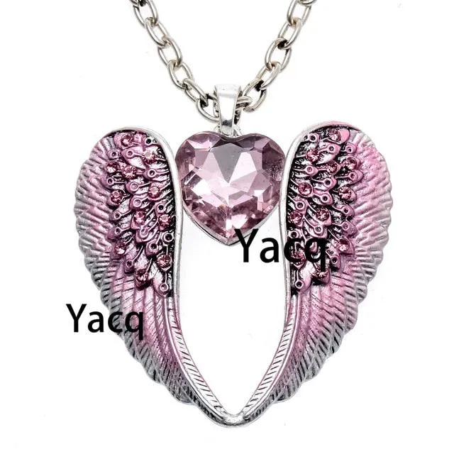 Angel Wing Heart Necklace for Women Jewelry