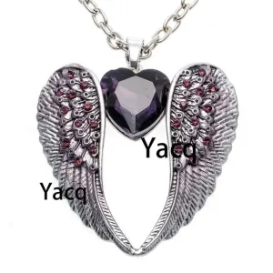 Angel Wing Heart Necklace for Women Jewelry