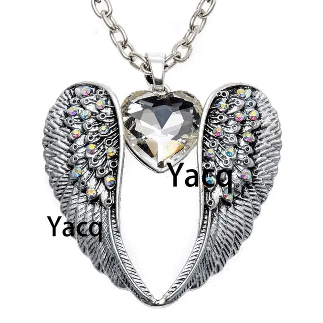 Angel Wing Heart Necklace for Women Jewelry
