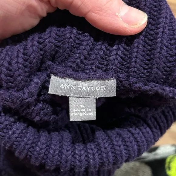 Ann Taylor Knit Purple Turtle Neck Cotton Sweater Size Small