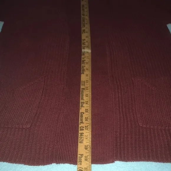 ANTHROPOLOGIE knitted &amp; knotted balloon sleeve burgundy wine cardigan NEW size M