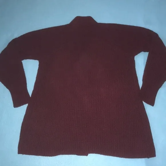 ANTHROPOLOGIE knitted &amp; knotted balloon sleeve burgundy wine cardigan NEW size M
