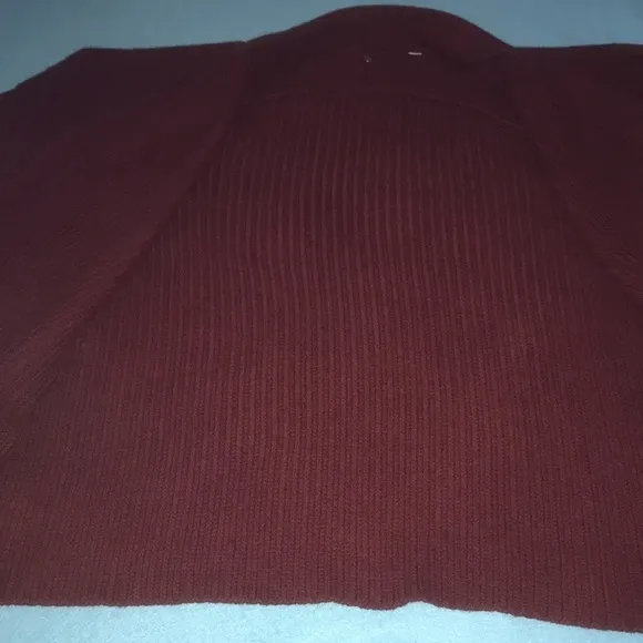 ANTHROPOLOGIE knitted &amp; knotted balloon sleeve burgundy wine cardigan NEW size M