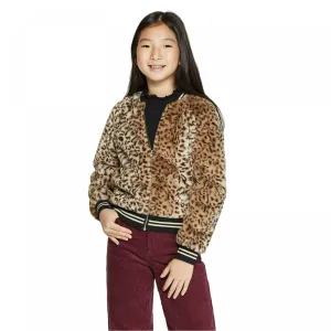Art Class Girls' Faux Fur Animal Bomber Jacket