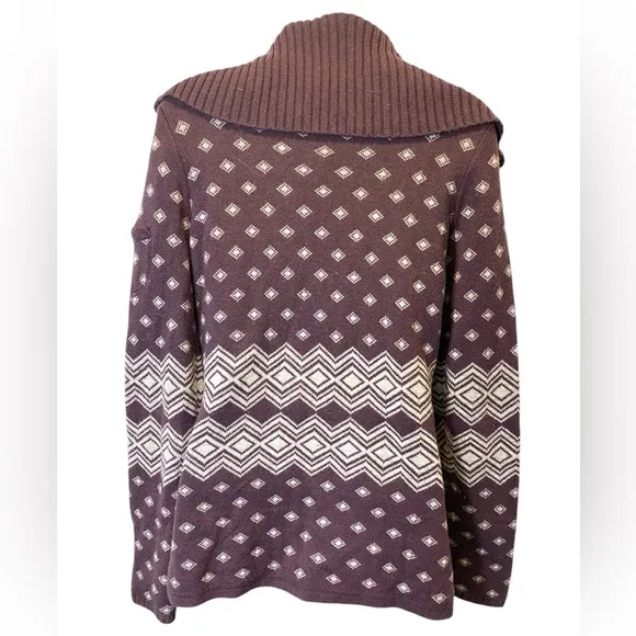 Athleta Fair Isle Teton Wool Blend Full Zip Sweater