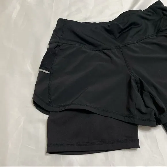 Athleta Ready Set Short 2 in 1 Black Running Athletic Shorts Size XXS