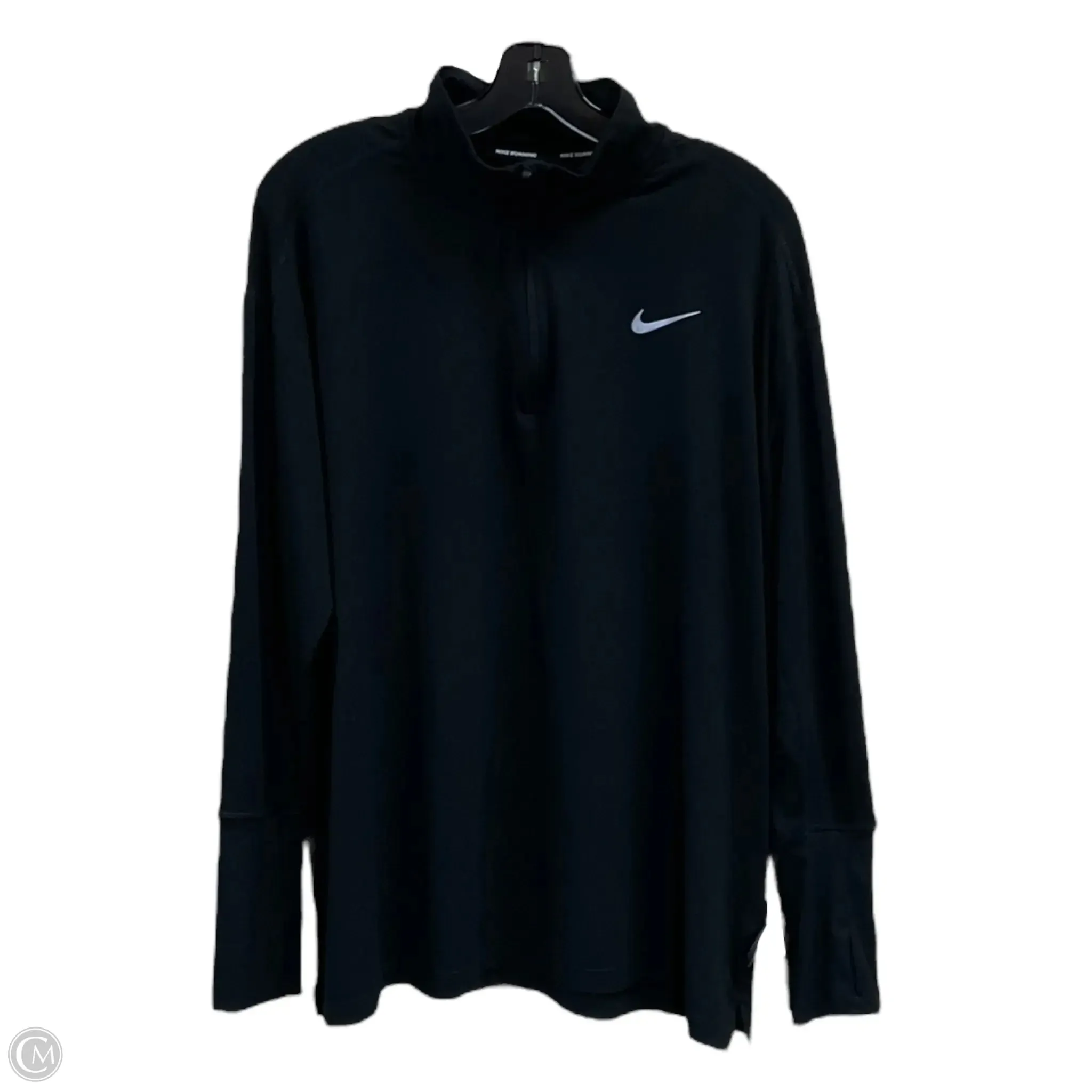 Athletic Top Long Sleeve Collar By Nike In Black, Size: 1x