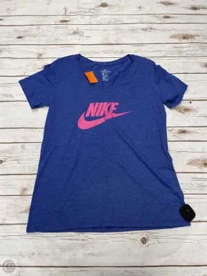Athletic Top Short Sleeve By Nike In Blue, Size: M