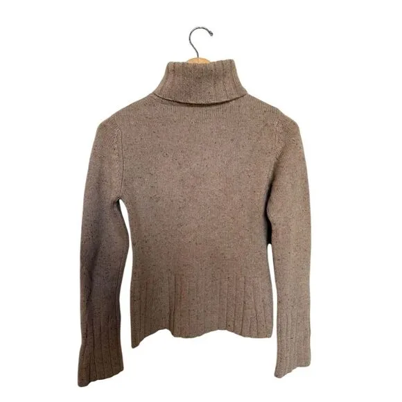 Autumn Cashmere Women's Turtleneck Pullover Sweater Beige Tan Size S
