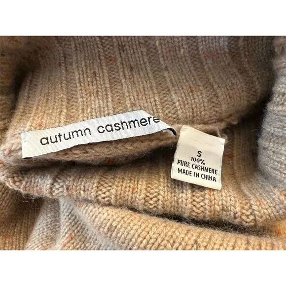 Autumn Cashmere Women's Turtleneck Pullover Sweater Beige Tan Size S