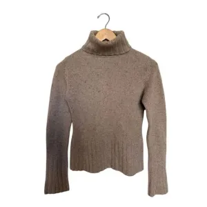 Autumn Cashmere Women's Turtleneck Pullover Sweater Beige Tan Size S