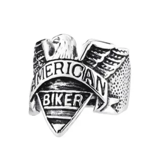 Bague motard en acier - American motard
