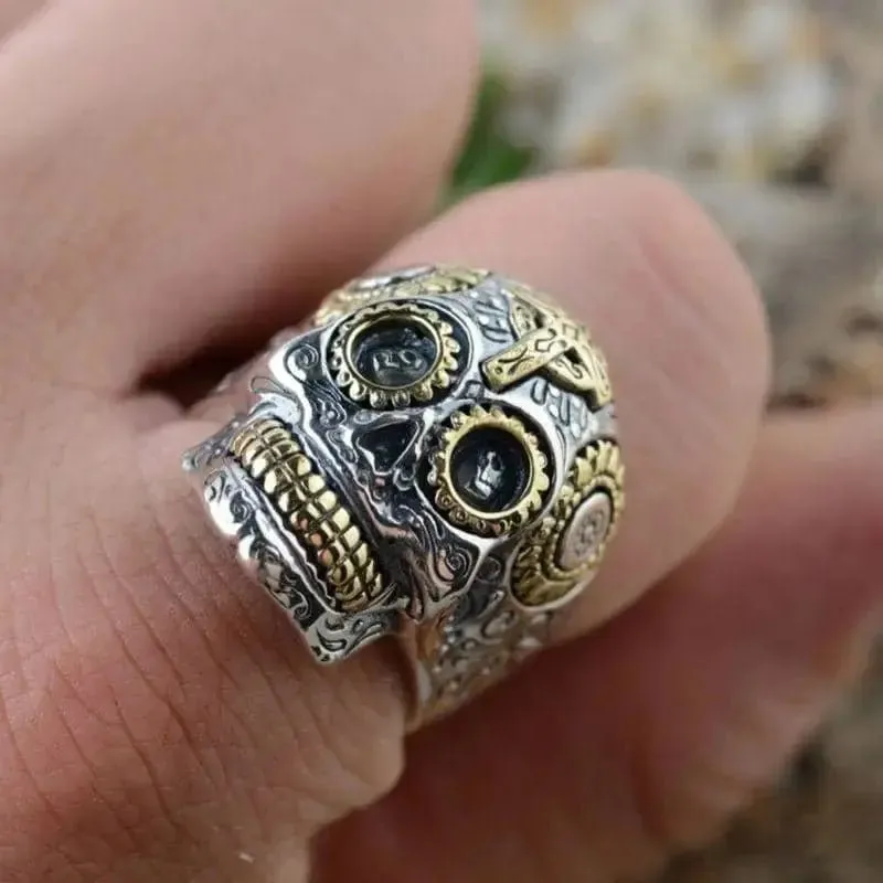 Bague motard tête de mort Cavalera (argent)