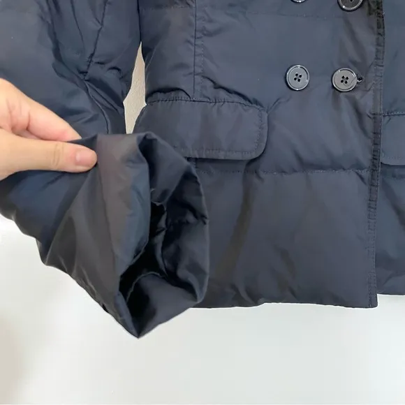 Banana Republic Navy Blue Down Feather Puffer Military Blazer Pea Coat Winter XS