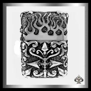 Biker Skull Lighter Memento Mori Solid Tribal Sterling Silver Quarter Pound