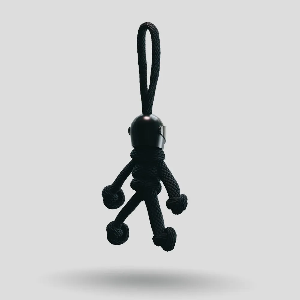 Black Biker Buddy Paracord Keychain