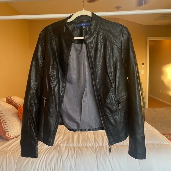 Black Moto Leather Zip Up Jacket