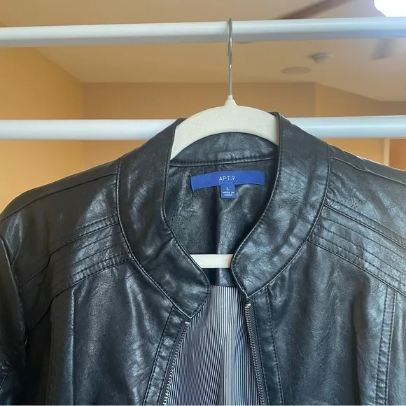 Black Moto Leather Zip Up Jacket