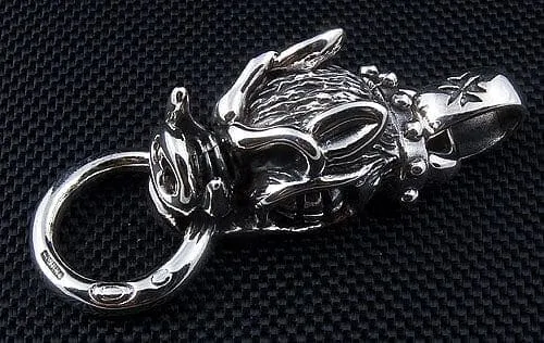 Boar Head Sterling Silver Men's Biker Pendant