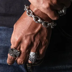 Bone Link Sterling Silver Biker Bracelet