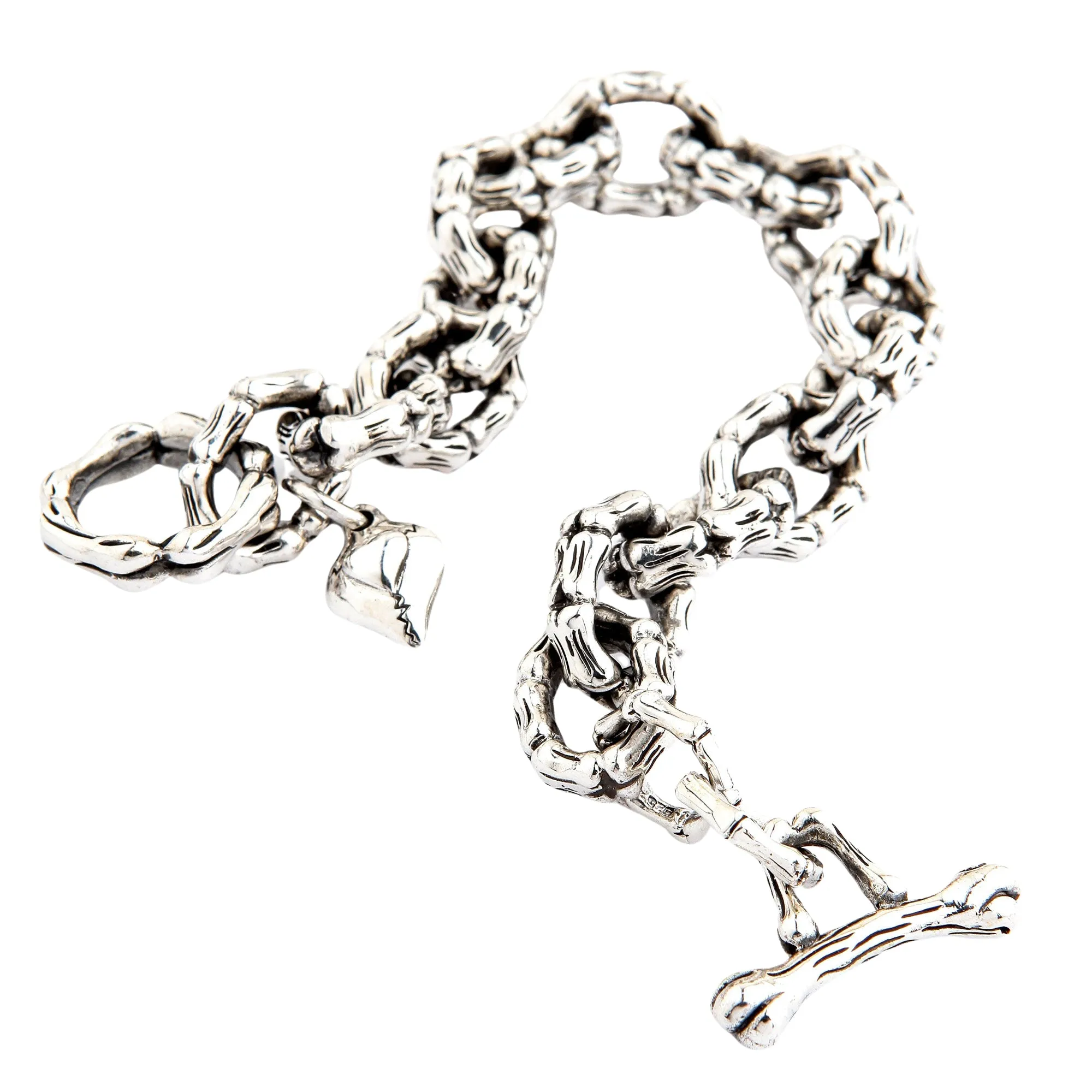 Bone Link Sterling Silver Biker Bracelet