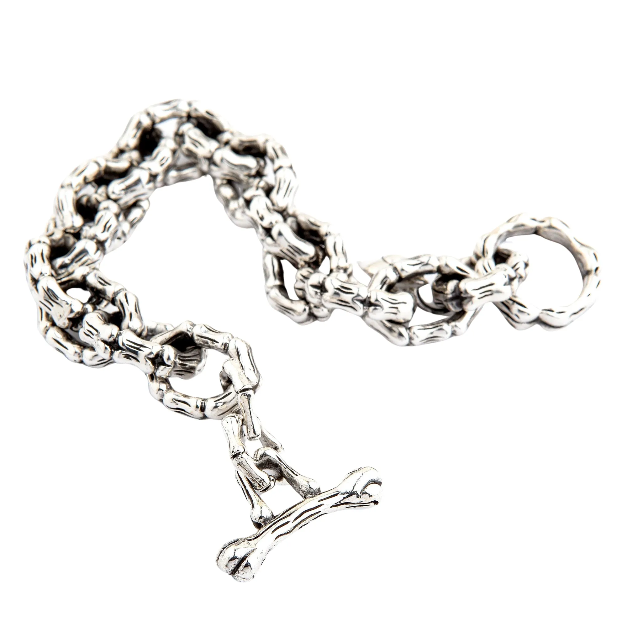 Bone Link Sterling Silver Biker Bracelet