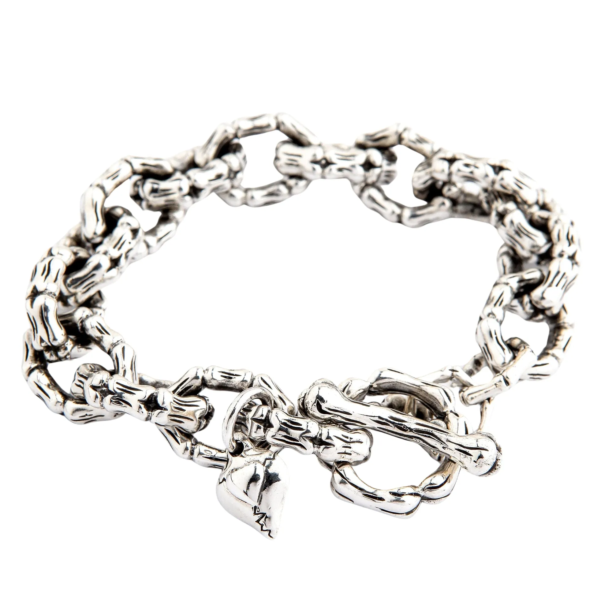 Bone Link Sterling Silver Biker Bracelet