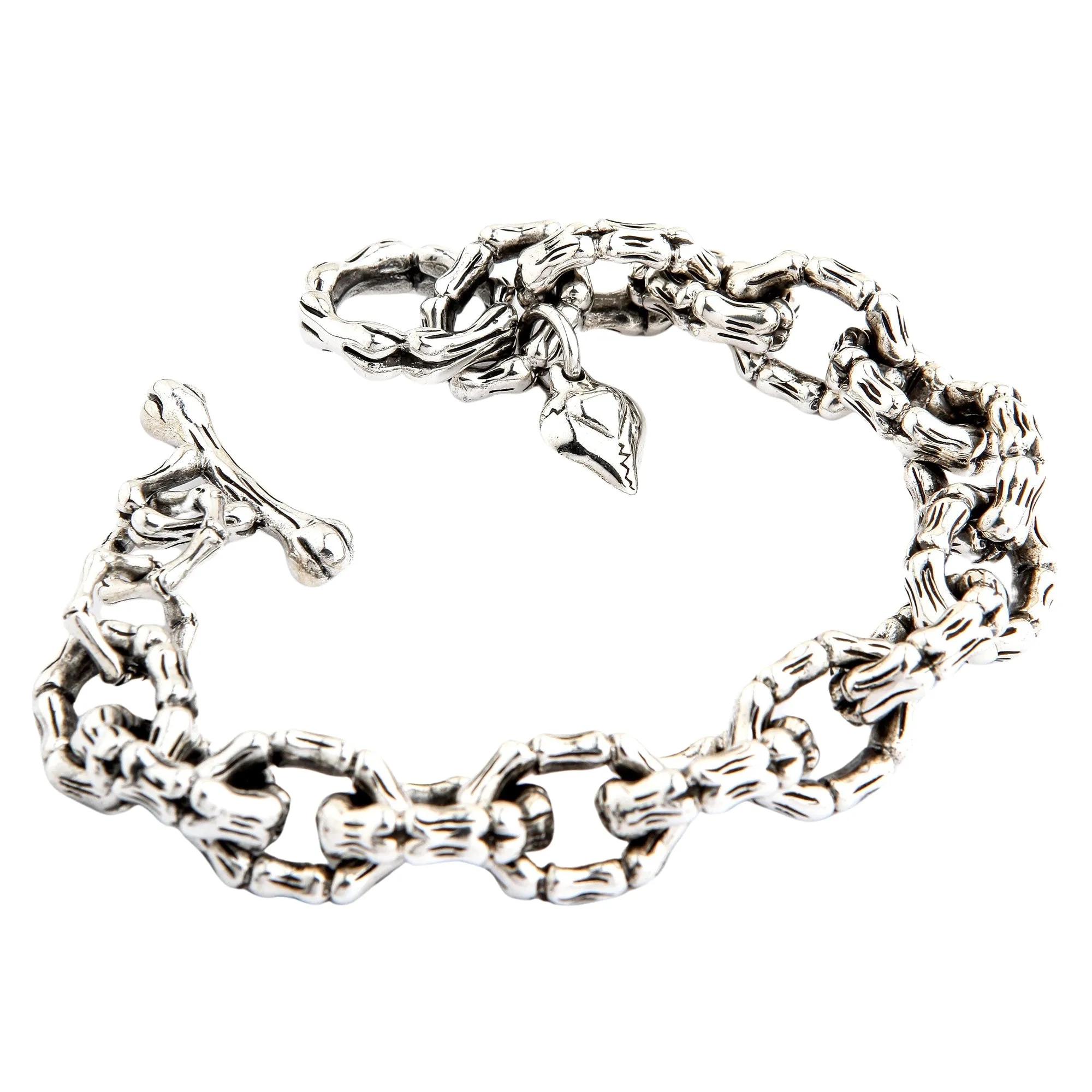 Bone Link Sterling Silver Biker Bracelet