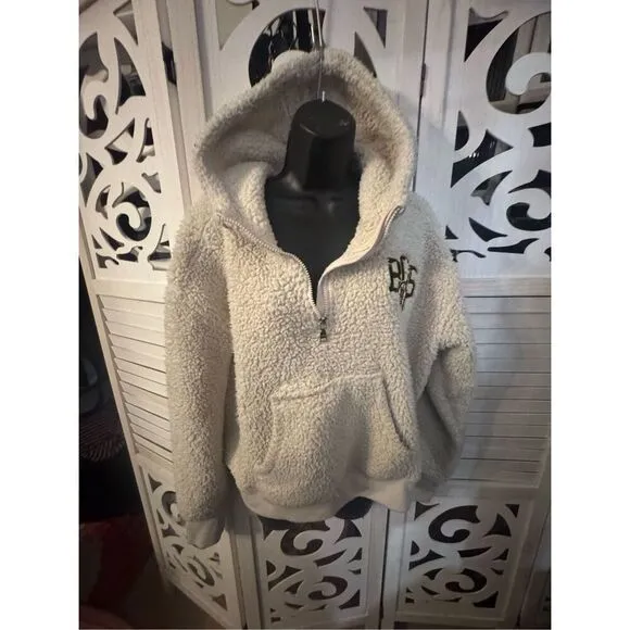 Boston Bruins WEAR by Erin Andrews Women's Sherpa Quarter-Zip Hoodie - Cream xl